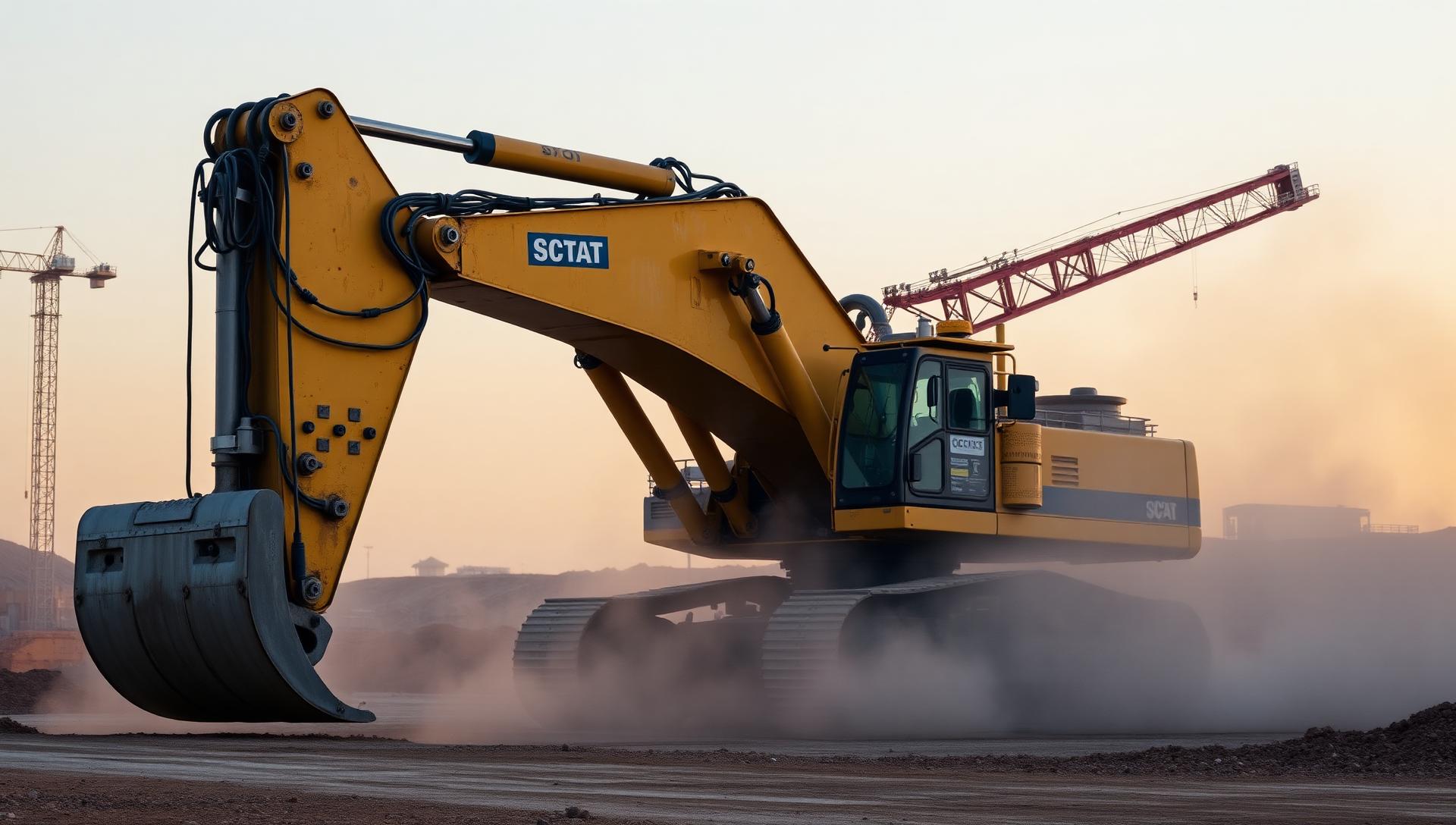 Heavy hydraulic excavator on a construction site